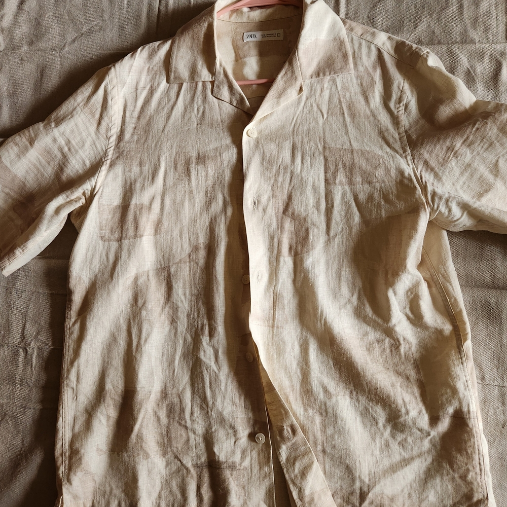 Zara Men's Cream Lightweight Shirt Jacket